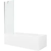 Mexen Vega rechteckige Badewanne 170 x 70 cm mit Verkleidung und 1-flügliger Duschabtrennung 60 cm, transparent, chrom - 5501170