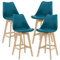 Helloshop26 Barhocker - Multicolor - Set von 4 - Massivholz - Gepolsterter Sitz - 105x48x58 cm