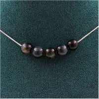 Bijoux Edelsteine und Mineralien. Collier mit 5 Perlen Tigerauge 8 mm. Kette aus Edelstahl für Frauen und Männer. Größe anpassbar.