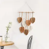 Typecat Blatt Makramee Wandbehang Boho Zimmer Home Decor gewebt ästhetische Tapisserie Hochzeitsdekoration Khaki