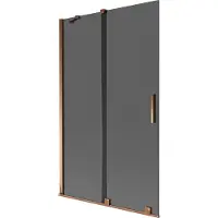 Mexen Velar 2-flügelige verschiebbare Badewannenwand 110 x 150 cm, Graphit, Roségold - 896-110-000-41-60