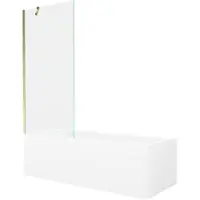 Mexen Cubik rechteckige Badewanne 170 x 70 cm mit Verkleidung und 1-flügliger Duschabtrennung 80 cm, transparent, gold - 5503170