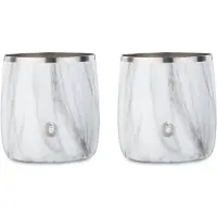 Snowfox Premium-Whiskey-Rocks-Glas aus vakuumisoliertem Edelstahl, 2er-Set, altmodische Whisky-Lowball-Gl ser, elegante Getr nke und Cocktails f