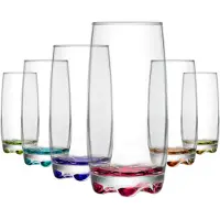 WAS lav Stemless Glass Champagne Flutes Set of 6 - Colored Drinking Cocktail Water Glasses 13 oz - Clear Crystal Wine Bar Glasses for Prosecco Mimosa -