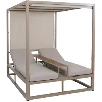 Mendler Alu Lounge-Gartenliege MCW-P81, Sonnenliege Daybed, 10cm-Polster 220g/m² 196x165x196cm beige, Polster beige