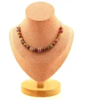 Bijoux Steine und Mineralien. Halskette mit 20 bicolor Turmalinperlen 8 mm, Edelstahlkette, Halskette für Frauen und Männer. Personalisierte Größe