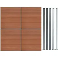Monster WPC Sichtschutzzaun x4 & LED Zaunpfosten x5 - Braun