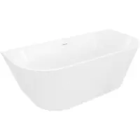 Mexen Oris freistehende wandnahe gerillte Wanne 150 x 75 cm, weiß, weißer Überlauf - 52871507500-20