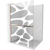 Mexen Kioto+ L Duschwand mit Ablage Walk-in 110 x 200 cm, weißes Muster, roségold - 800-110-123-60-97