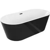 Mexen Luna freistehende Badewanne 140 x 75 cm, weiß/schwarz, schwarzer Überlauf - 52031407575-70