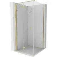 Mexen Mist-F T faltbare Duschkabine links 95 x 95 cm, transparent, gebürstetes Gold - 8A6T-095-095-55-00-L