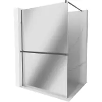 Mexen Kioto+ Duschwand mit Regal Walk-in 140 x 200 cm, Spiegel, gun gray gebürstet - 800-140-121-66-50