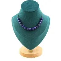 Bijoux Edelsteine und Mineralien. Halskette mit 15 Perlen Lapis Lazuli 8 mm. Edelstahlkette. Halskette für Frauen, Männer. Größe anpassbar.