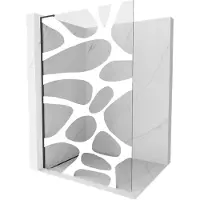 Mexen Kioto L Duschwand Walk-in 110 x 200 cm, weißes Muster, schwarz - 800-110-103-70-97