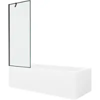 Mexen Vega rechteckige Badewanne 180 x 80 cm mit Verkleidung und 1-flügliger Duschabtrennung 70 cm, Schwarzes Design - 550118080