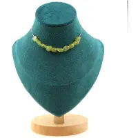 Bijoux Steine und Mineralien. Halskette mit 10 Peridot-Perlen aus Myanmar (Burma) Edelstahlkette Halskette für Frauen, Männer. Anpassbare Größe.