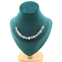 Bijoux Steine und Mineralien. Halskette mit 15 Drachen-Agate-Perlen 8 mm. Kette aus Stahl Halskette für Frauen und Männer. Anpassbare Größe.