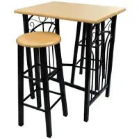 Helloshop26 Set aus 2 Barhockern mit hoher Tisch, Holzstahl Design, Küche, Wohnzimmer 1202006/2