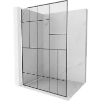 Mexen Kioto L Duschwand Walk-in 80 x 200 cm, schwarzes Muster, weiß - 800-080-103-20-78