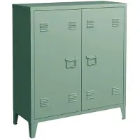 Helloshop26 Büroschrank - Metall - 2 Türen - Pastellgrün - 90 x 80 x 33 cm - Zeitgenössisches Design