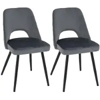 Helloshop26 Esszimmerstühle - - Modern - Gepolstert - Grau - 2er Set