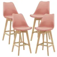 Helloshop26 Set von 4 Barhockern aus synthetischem Kunststoff Buche 105x48x58 cm rosa 03_0008721