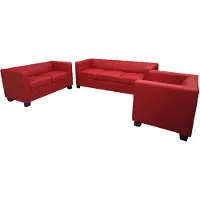 Mendler 3-2-1 Couchgarnitur Lille Leder, rot