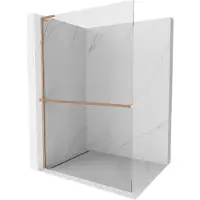 Mexen Kioto+ L Duschwand mit Ablage Walk-in 100 x 200 cm, transparent, gebürstetes Messing - 800-100-123-65-00