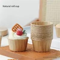Exogio Cupcake-Becher, Haushaltsrollen-Muffin-Papierschalen mit hoher Temperaturbeständigkeit, Dessert-Dampfbackofen-Backformen D
