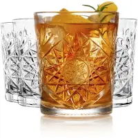 Libbey Hobstar Double Old Fashioned-Glser, Trinkglser aus klarem, geschliffenem Glas, 4er-Set, langlebige Vintage-Whiskeyglser fr Cocktailget