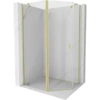 Mexen Mist asymmetrische Fünfeck-Duschkabine schwenkbar 90 x 80 cm, transparent, gebürstetes Gold - 8A8-090-080-55-00