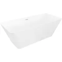 Mexen Velo Slim freistehende Badewanne 170 x 75 cm, weiß, Überlauf gebürstetes Nickel - 52811707500-97