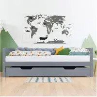 Benlemi Under Bed Wooden Drawer with two cutouts BUDDY on Wheels - Grey - With slack - 80 x 160 cm (under bed 80 x 180 cm)