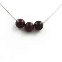Bijoux Steine und Mineralien. Halskette mit 3 Granatperlen 8 mm, Kette aus rostfreiem Stahl.