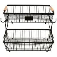 MaxPower 2-lagiges Obstregal aus Metall mit Holzgriff, bronze