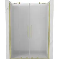 Mexen Velar Duo Schiebetüren Duschwand 140 cm, matt, gebürstetes Gold - 871-140-000-32-55