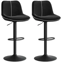Helloshop26 Barhocker - - 2er Set - Höhenverstellbar - Ergonomische Rückenlehne - Schwarzer Samt