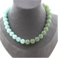 Bijoux Steine und Mineralien. Kette mit Angelitperlen 10 mm + Aventurin 10 mm. Kette aus Edelstahl für Frauen und Männer. Personalisierbare Größe.