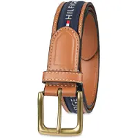 Tommy Hilfiger Herren Ribbon Inlay Belt - Ribbon Fabric Design mit Einzeldornschnalle Navy 36