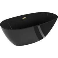 Mexen Eris freistehende Badewanne 170 x 80 cm, schwarz, mit gebürstetem Goldüberlauf - 53441708070-55
