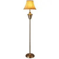 Helloshop26 Stehlampe - - Poliertes Kupfer - Beige - Höhe 157 cm - Schirm 35 cm
