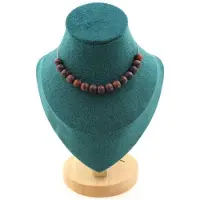 Bijoux Steine und Mineralien. Collier mit 15 matten roten Tigeraugenperlen 8 mm. Kette aus Edelstahl. Halskette für Frauen, Männer. Anpassbare Größe.