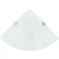 Helloshop26 Eckdesign-Regal mit verchromten Halterungen, weißem Glas 35 x 35 cm