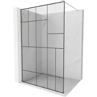 Mexen Kioto Duschwand Walk-in 70 x 200 cm, schwarzes Muster 8 mm, gebürstetes Nickel - 800-070-101-97-78