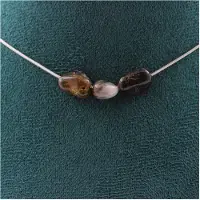 Bijoux Steine und Mineralien. Halskette mit 3 Pietersite-Perlen aus den USA. Kette aus rostfreiem Stahl Halskette für Frauen, Männer. Anpassbare Größe.