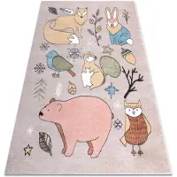 Rugsx Teppich FUN Forester für Kinder, Tiere, Wald beige 180x270 cm