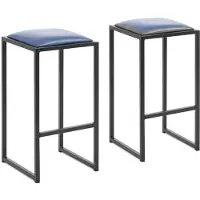 Helloshop26 Barhocker - - Set von 2 - PU Polsterung - Schwarz lackiertes Metall - Stapelbar