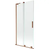 Mexen Velar L Badewannenfaltwand 2-flügelig verschiebbar 95 x 150 cm, transparent, gebürstetes Kupfer - 896-095-003-01-65