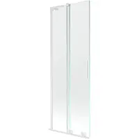 Mexen Velar L Badewannenfaltwand 2-flügelig Schiebesystem 70 x 150 cm, transparent, weiß - 896-070-003-01-20