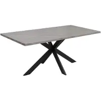 Mendler Esszimmertisch MCW-O55, Küchentisch Tisch Esstisch, Industrial MDF Metall 180cm Marmor-Optik grau